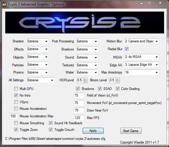 Crysis 2 Advanced Graphics Options